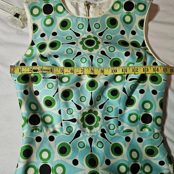 Kate Spade Solar Miriam Sheath Dress Silk Blend Blue Green Size 0 Spring Summer - Picture 12 of 13